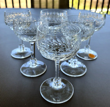 Oertel Bleikristall Wine Glasses Cut Lead Crystal, 4 5/8” Tall, Set of 6 Germany picture