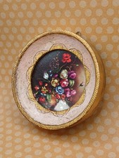 Vintage MCM G. B. Florence Flemish School Flowers Mini Italian Art Frame Pink  picture