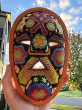 Handmade Traditional Mexican Huichol Wixárika Folk Art Mask Tribal Vibrant Art picture