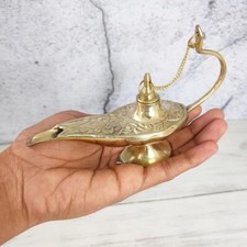 Elegant 5.5''Aladin Hand Made Genie Oil Brass Lamp Aladdin Chirag Showpiece Gift picture