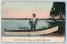 Villard Minnesota MN Postcard One Half Pike Fishing Lake Amelia Boat Fish 1910 picture