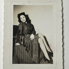 Vintage Snapshot Photograph Beautiful Young Woman Long Legs Glamorous picture