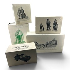 Vintage Dept 56 Set Of 5 Christmas Village Figurines And Accessories All In Box picture