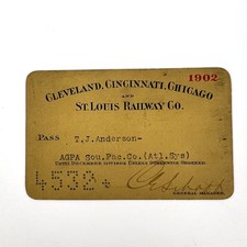 1902 Cleveland Cincinnati Chicago St Louis Railway Railroad Pass TJ Anderson Big picture