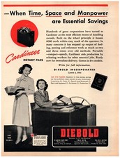 1944 PRINT AD, Diebold Cardineer Rotary Files WWII War Effort Time Space Workers picture