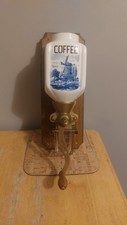 Vintage Dutch Delft Style Blue Wall Mount Coffee Grinder Windmill Ceramic No Cap picture