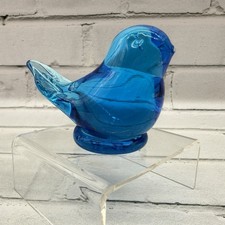 Blue Bird of Happiness Leo Ward Signed Dated 1987 Hand Blown Blue Glass picture