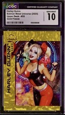SSP CGC 10 Harley Quinn 2025 UD Metal Universe Batman Gold Freeze Refractor Holo picture