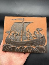Viking Art Thyssen Ship/Mast Keramik Danmark Terracotta Tile ~Rare~7 1/4x6