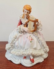 Vintage Porcelian Lady Dresden Style ~7” picture