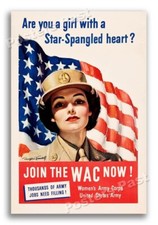 “Join the WAC now” 1943 Vintage Style WW2 War Poster - 24x36 picture