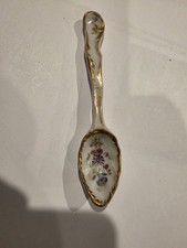 Antique Gold painted Meissen Porcelain small Spoon Multi Color Flower Daisy Rose picture