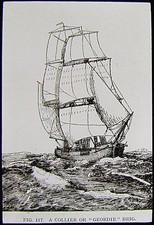 Glass Magic Lantern Slide A COLLIER OR GEORDIE BRIG C1910 DRAWING SHIP picture