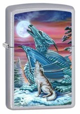 Ed Beard Jr - Moonsong Wolf Satin Chrome Zippo Lighter picture