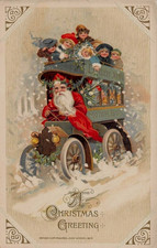 Rare~Winsch~Santa Claus Drives Bus with Children~Antique Christmas~Postcard~s322 picture