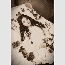 4 by 6 Photograph Girl Print Photo Post Mortem Flowers  4 by 6 Victorian 188 picture