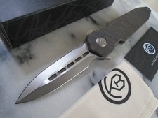 KB Knives Dual Edge Bearing Pivot Pocket Knife Urban Dagger Flamed Titanium M390 picture
