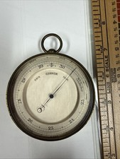 Vintage Nautical Brass Pocket Aneroid Barometer , White Face,  Mid-Victorian picture