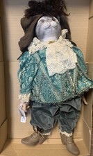 New Vintage Authentic Rare MARAEL Porcelain Cat doll Figaro.XL .H: 26”Glass eyes picture