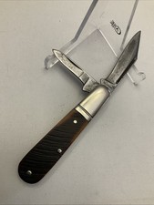 Vintage Western USA 2 Blade Barlow Sawcut BONE Scales 3 3/8” Closed GOOD picture