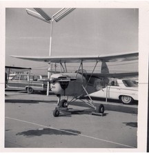Vintage B&W Photo Small Propeller Plane Light Aircraft Airfield Flying c. 1965 picture