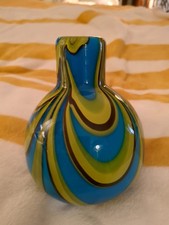Vintage Carlo Moretti Design Heavy Thick Murano Striped Vase  7x5x1.5”  picture