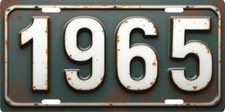 1965 Flat Text Rusty License plate for Dodge, Ford, Chevrolet antique vehicle picture
