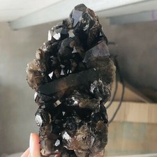780g Natural Rare Black Quartz Crystal Cluster Mineral Specimen picture