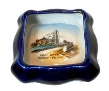 WILKES BARRE PA Pennsylvania COAL BREAKERS Antique COBALT Souvenir TRINKET DISH picture