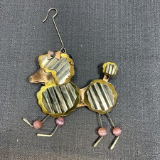 Chico’s Brass Tri Metal Beaded Pink Poodle Christmas Ornament picture