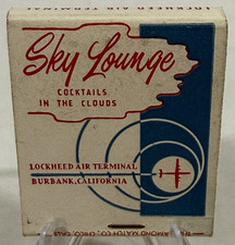 Vintage 1950s Sky Lounge Burbank Airport Lockheed Terminal Unstruck Matchbook picture