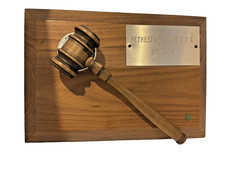 Vintage 1974-75 Bethesda School PTA Wooden Gavel Wall Plaque Durham NC picture