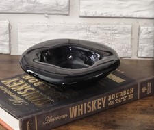 Vintage Indiana Glass Black Crystal Ice Freeform Bowl Amethyst Glass Trinket Dis picture