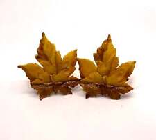 Vintage large leaf autumn fall clip on earrings leaves picture