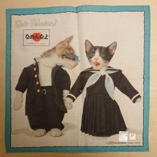 Vintage Perlorian Cats Namennayo Handkerchief Japan Nameneko Satoru Tsuda Showa picture