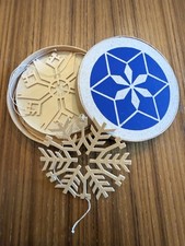 Vtg East German Wooden Snowflake Ornaments Set 6 Erzgebirge GDR Christmas Boxed picture