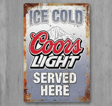 Ice Cold Coors Light Beer 8 x 12 Vintage Novelty Metal Sign Made In USA New picture