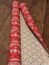 Large Retro Reversible Department Store Christmas Gift Wrapping Paper Roll 30” picture