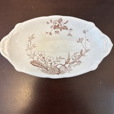 Vintage Brown Transferware Vegetable Dish Ravier picture