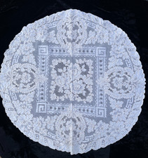 Antique French Round Machine Lace Table Tea Mat c1910s picture
