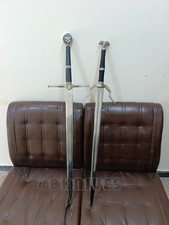Handmade Witcher Sword Set Geralt of Rivia Steel & Silver Replica Longswords picture
