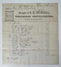 Vtg 1887 Billhead West Winsted CT opp Naugatuck Depot HH Churchill Confectioner picture