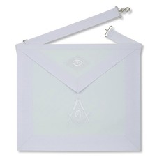 MASONIC ALL WHITE HAND EMBROIDERED MASTER MASON 100% LAMBSKIN APRON picture