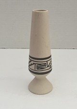 Hand Painted Native American Pottery Bud Vase Marked 6” SALE picture
