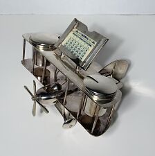 Vintage ART DECO METAL AIRPLANE INKSTAND INKWELL ENGLISH picture