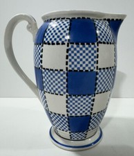 Kikusui Blue Checkers Japan Coffee Pot Pitcher Vintage Plaid picture