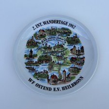 Vintage 1982 Schonwald Germany Volksmarch Neckar River Map Commemorative Plate picture