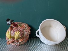 Thanksgiving Vintage 1990 Pilgrims Progress Soup Bowl w/Saucer. Fitz and Floyd picture