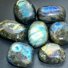 Large Flashy Labradorite Palm Stones Tumbled Carvings (By The Piece or Pound) picture