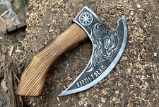 Awesome Handmade pizza cutter axe with leather sheath, Best Gift For Him Her picture